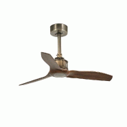 Faro barcelona Ventilateur de plafond vintage en acier Oro Vecchio, pales en bois, moteur DC 6 vitesses réversible, jusqu’à 13 m², FARO - doré m