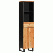 Helloshop26 - Armoire de salle de bain rangement multifonction 38 x 33 x 160 cm en bois massif acacia 02_0047136 - Bois massif 3000234614117