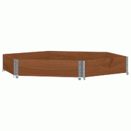 Helloshop26 - Jardinière bac lit surélevé plantes fleurs terrasse jardin hexagonale 160 x 160 cm bois pin massif marron 02_0039882 - marron métal