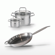 Lot 2 Faitouts 12/20cm & Poêle 32cm Elo Relief Solution - gris 3176239959048