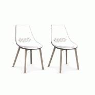 LOT DE 2 CHAISES JAM W  ORANGE TRANSPARENT PIÉTEMENT FRÊNE NATUREL