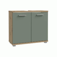 Meuble sous-lavabo CHAMP panneaux effet bois Chêne artisan / Vert sauge 69,9 x 28,9 x 62 cm FORTE - multicolore Bois manufacturé CMPK021M888