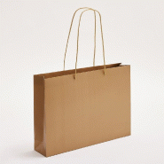 Sac luxe métallisé laiton poignées cordelières 46x10x33cm - par 12
