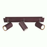 Spot plafond 3x GU10, max 35W, métal rouille - Trio - Marley - marron métal 4017807408669
