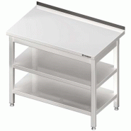 Table de travail inox adossée avec deux étagères 500x700x900 à monter - P930067050