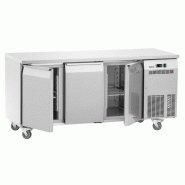 Table inox ventilée positive 3 portes battantes GN 1/1, sur roulettes, 250 W, 220 V - MONO