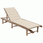 VidaXL Chaise Longue De Jardin Avec Coussin Bambou - beige 8720286240274