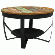 VidaXL Table basse Ø68x43 cm Bois de récupération massif Modèle Apex Terrasse - 320796XL