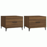VidaXL Tables basses avec pieds en métal 2 pcs Chêne marron 50x50x40cm Modèle Luna Industriel - 817542