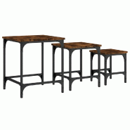 VidaXL Tables basses gigognes 3 pcs chêne fumé bois d'ingénierie Modèle Lofty Pure - 838935