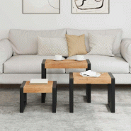 VidaXL Tables gigognes 3 pcs Bois solide Modèle Zenith Loft - 321552