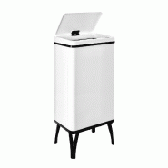 WellHome - Poubelle Intelligente 50L de couleur Blanche 35,5x26x83,5cm - Ouverture Automatique/Manuelle - blanc inox WH13695