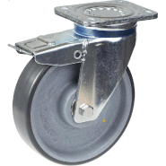 200mm swivel/brake castor with grey electrically conductive thermoplastic polyur 200mm swivel/brake castor with grey electrically conductive thermoplastic polyur