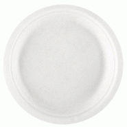 Assiette bagasse blanche Ø18x1,8cm - par 1000