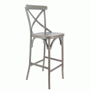 Chaise de bar d'extérieur Bayonne en aluminium finition gris effet vintage