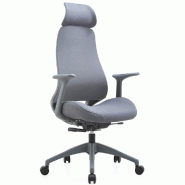 Chaise de bureau ergonomique pivotante, avec accoudoirs et appui-tête, assise coulissante et soutien lombaire, dossier oscillant, réglable - ZIK - g