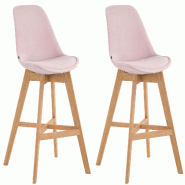 Décoshop26 - Lot de 2 tabourets de bar chaise haute design moderne en velours rose TDB10357 - 3000488569607
