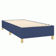 Décoshop26 - Sommier à lattes sur pieds cadre de lit 90x200 cm tissu bleu TDL0207317 - bleu 3001184388004