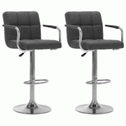 Décoshop26 - Tabourets de bar x2 chaises haute avec dossiers et accoudoirs en tissu gris foncé et cadre en acier DEC029396 - gris 3000257354267 Décoshop26 - Tabourets de bar x2 chaises haute avec dossiers et accoudoirs en tissu gris foncé et cadre en acier DEC029396 - gris 3000257354267