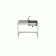 Évier en acier inoxydable pour comptoir de bar avec bac lave-verres, robinet inclus, bac sur le côté droit | 850 x 800 x 500 mm | Gasfrit - inox GF