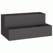 Helloshop26 - Cache-pot de jardin durable 100 x 60 x 45 cm en acier noir 02_0052081 - noir métal 3000237235685
