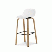 Kosmi Tabouret de bar blanc style scandinave avec pieds effet bois en métal - Hauteur 66cm - 3760301694090 Kosmi Tabouret de bar blanc style scandinave avec pieds effet bois en métal - Hauteur 66cm - 3760301694090