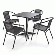 Oviala Business Ensemble table de jardin bistrot et 4 chaises en aluminium gris - gris aluminium 105064 Oviala Business Ensemble table de jardin bistrot et 4 chaises en aluminium gris - gris aluminium 105064