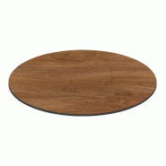 Oviala Business Plateau de table ronde 60 cm 4 places chêne foncé - marron métal 114926