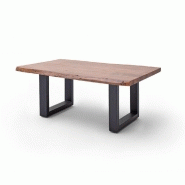 TABLE BASSE CLAREN PLATEAU 110 EN ACACIA TEINTE NOYER PIÉTEMENT U LAQUÉ ANTHRACITE