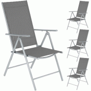 TecTake GmbH tectake Chaises de jardin pliantes avec dossier réglable, en tissu maillé - Lot de 4 argent - argenté acier 406691 TecTake GmbH tectake Chaises de jardin pliantes avec dossier réglable, en tissu maillé - Lot de 4 argent - argenté acier 406691