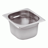 Bac GN 1/6 en inox - 176x162 mm - Acier inoxydable Type 202 - Empilable et emboîtable Bac GN 1/6 en inox - 176x162 mm - Acier inoxydable Type 202 - Empilable et emboîtable