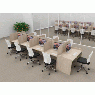 Bureau de centre d'appels version double 9 personnes avec poste superviseur. - Acacia clair, 9 places