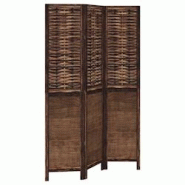 Décoshop26 - Paravent séparateur de pièce cloison 3 panneaux en bois de paulownia marron et bambou DEC030791 - marron 3000258119001