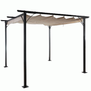 Décoshop26 - Pergola gazebo de jardin cadre stable 6cm + toit ouvrant 3,5x3,5m crème 04_0004110 - 3000396732698