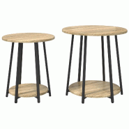 Ensemble de tables d'appoint 2 pcs Chêne Sonoma et noir Modèle Aero Stella - 869703