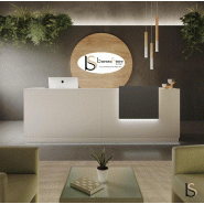 Grand bureau d'accueil droit Delta - Mobel Linea - gris satin, 284, Oui_0