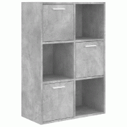 Helloshop26 - Armoire de rangement 60 x 29,5 x 90 cm avec 6 compartiments moderne bureau chambre en bois d'ingénierie gris béton 02_0047652 - gris B