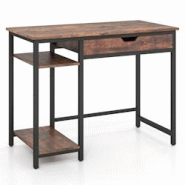 Helloshop26 - Bureau d'ordinateur avec tiroir poste de travail informatique industriel de 100 cm avec étagère réglable avec crochets 20_0007984 - 3 Helloshop26 - Bureau d'ordinateur avec tiroir poste de travail informatique industriel de 100 cm avec étagère réglable avec crochets 20_0007984 - 3