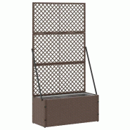 Helloshop26 - Cache-pot de jardin rectangulaire moderne pour terrasse 70 x 30 x 135 cm en métal marron 02_0047454 - marron métal 3000234787361