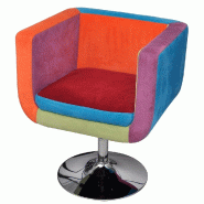 Helloshop26 - Fauteuil chaise siège lounge design club sofa salon avec de patchwork cube tissu 1102037/3 - Bois massif 3000140171308