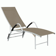 Helloshop26 - Transat chaise longue bain de soleil lit de jardin terrasse meuble d'extérieur textilène et aluminium taupe 02_0012934 - aluminium 300