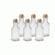 Lot de 6 bouteilles en verre 180 ml avec bouchon en liège – flacons pour huile, herbes, sel de bain & cadeaux DIY - transparent verre FN36134-6