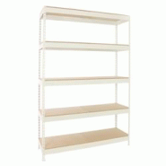 PROREGAL Étagère pour Charges Lourdes WOOD YETI LIGHT FIVE | HxLxP 200x100x45cm | 300kg par Niveau | Blanc - blanc métal PR_RS146-21 PROREGAL Étagère pour Charges Lourdes WOOD YETI LIGHT FIVE | HxLxP 200x100x45cm | 300kg par Niveau | Blanc - blanc métal PR_RS146-21
