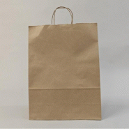 Sac kraft recyclé brun à poignées torsadées 32 x 13 x 41 cm par 50