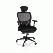 Siège de bureau / Fauteuil de direction VENUS BASE, assise tissu / dossier maille noir hjh OFFICE - noir polyester 657100