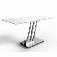 TABLE BASSE RELEVABLE BRAVO MARBLE WHITE PLATEAU CÉRAMIQUE FINITION MARBRE BLANC