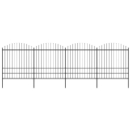 Vidaxl clôture de jardin à dessus en lance acier (1,75-2)x6,8 m noir 277751