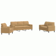 VidaXL Ensemble de canapés 3 pcs avec coussins et traversins velours Modèle Farella - 3278378