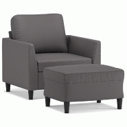 VidaXL Fauteuil avec repose-pied Gris 60 cm Similicuir Modèle Orion Prestige - 3201119