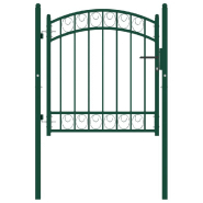 Vidaxl portail de clôture avec dessus arqué acier 100x100 cm vert 146363